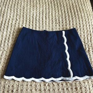 EUC Lilly Pulitzer Navy Blue Skirt with White Scalloped Trim